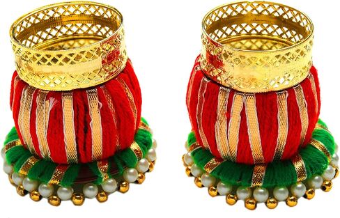 Set of 2 Decorative Handmade Jute Ring Tea Light Candle Holder T Lights Candle Stand Diya for Decorations Lighting Accessories Home Décor Item Festival Gifts(without Wax) in Saudi Arabia