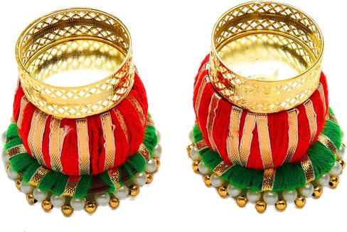 Set of 2 Decorative Handmade Jute Ring Tea Light Candle Holder T Lights Candle Stand Diya for Decorations Lighting Accessories Home Décor Item Festival Gifts(without Wax) in Saudi Arabia