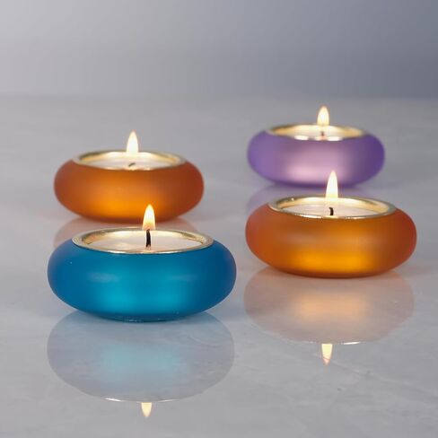 Handmade Decorative Pebble Tealight Candle Holders Set of 2 - Handcrafted Home Decor Accent for Calming Earthy Aesthetic Black Blue Matte Finish Resin Diameter 2.6 inches in Kuwait