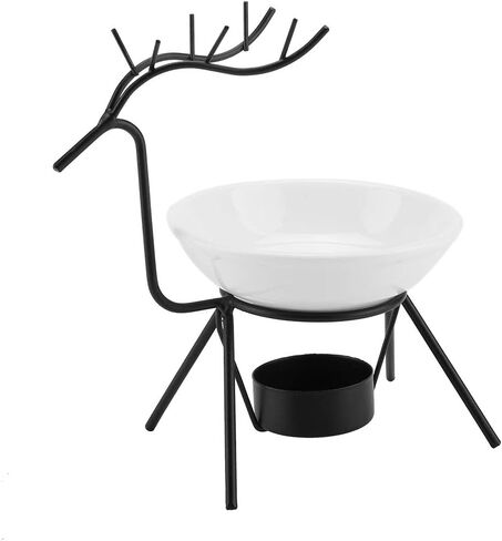Yinuoday Candle Holder Oil Burner, Ceramic Tealight Oil Diffuser Deer Shape Iron Essential Oil Aroma Burner Candle Holder Home Decoration in Kuwait