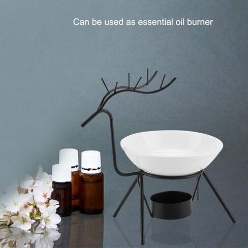 Yinuoday Candle Holder Oil Burner, Ceramic Tealight Oil Diffuser Deer Shape Iron Essential Oil Aroma Burner Candle Holder Home Decoration in Kuwait