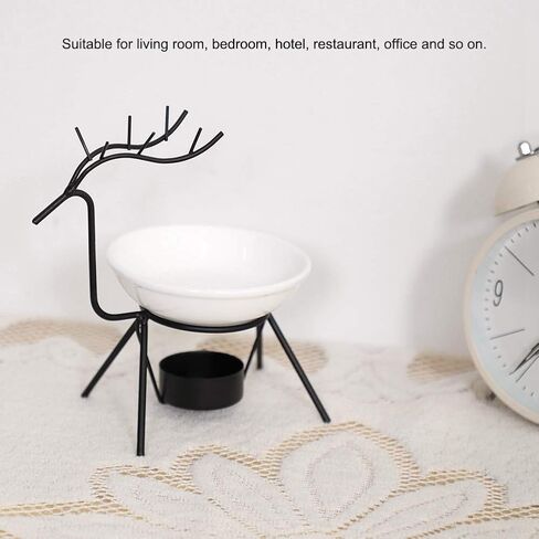 Yinuoday Candle Holder Oil Burner, Ceramic Tealight Oil Diffuser Deer Shape Iron Essential Oil Aroma Burner Candle Holder Home Decoration in Kuwait