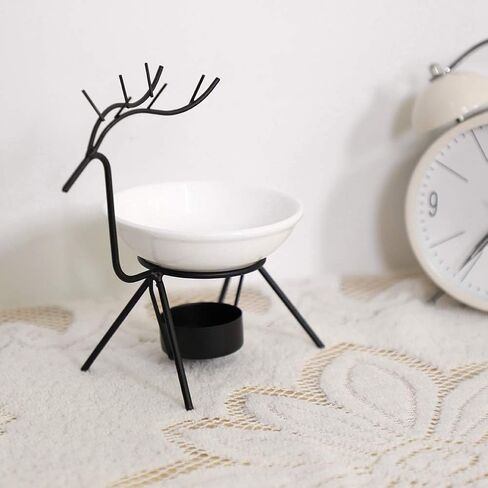 Yinuoday Candle Holder Oil Burner, Ceramic Tealight Oil Diffuser Deer Shape Iron Essential Oil Aroma Burner Candle Holder Home Decoration in Kuwait