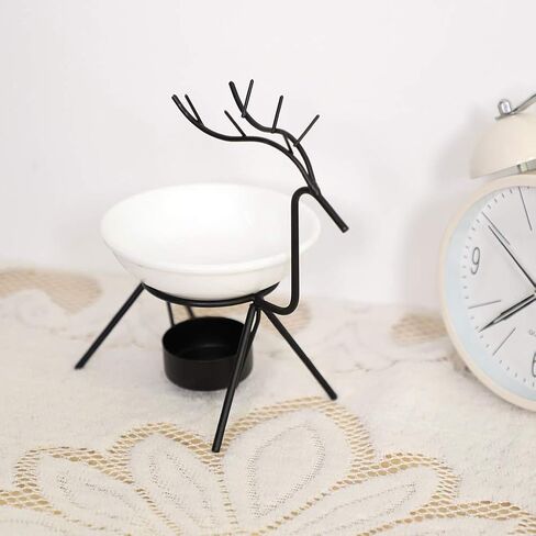 Yinuoday Candle Holder Oil Burner, Ceramic Tealight Oil Diffuser Deer Shape Iron Essential Oil Aroma Burner Candle Holder Home Decoration in Kuwait