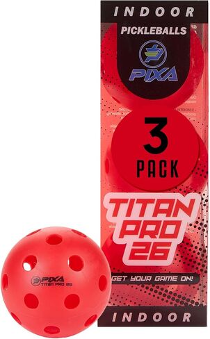 PIXA Titan Pro 26 Injection Molded Indoor Pickleball - USAPA Approved, Tournament Play, Durable Indoor Pickleballs, Consistent Bounce, Smooth Flight, Ideal for Competitive Play- Packs of 3, 6, 12 in Saudi Arabia