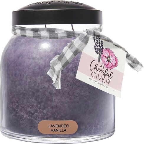 A Cheerful Giver — Lavender Vanilla - 34oz Papa Scented Candle Jar with Lid - Keepers of the Light - 155 Hours of Burn Time, Gift Candle, Violet in Saudi Arabia