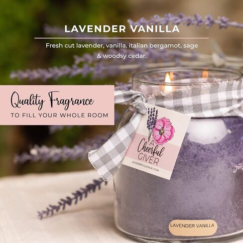 A Cheerful Giver — Lavender Vanilla - 34oz Papa Scented Candle Jar with Lid - Keepers of the Light - 155 Hours of Burn Time, Gift Candle, Violet in Saudi Arabia