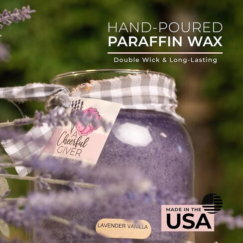 A Cheerful Giver — Lavender Vanilla - 34oz Papa Scented Candle Jar with Lid - Keepers of the Light - 155 Hours of Burn Time, Gift Candle, Violet in Saudi Arabia