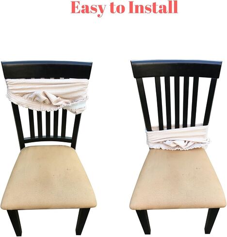 Waterproof Dining Chair Cover Protector - Pack 2 - Perfect for Pets, Kids, Elderly, Restaurants, Party - Machine Washable, Snugly Fit, Removable, Clean The Mess Easily (Beige) in Saudi Arabia