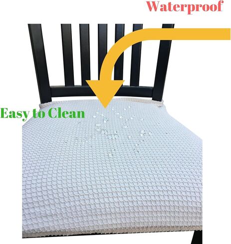 Waterproof Dining Chair Cover Protector - Pack 2 - Perfect for Pets, Kids, Elderly, Restaurants, Party - Machine Washable, Snugly Fit, Removable, Clean The Mess Easily (Beige) in Saudi Arabia