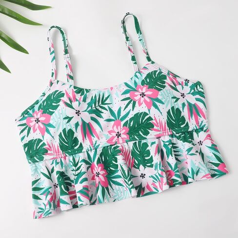 Girls Two Piece Swimsuit Cute Hawaiian Ruffle Bikini Summer Beach Swimwear Kids Bathing Suit Set 5-12 Years in Saudi Arabia