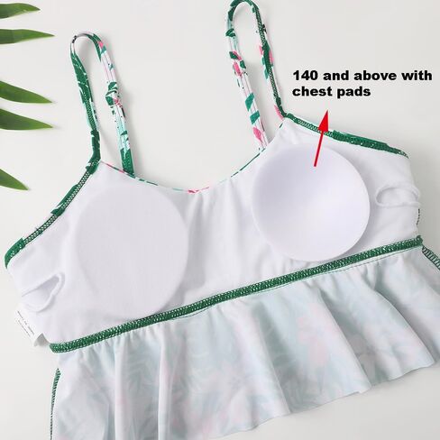 Girls Two Piece Swimsuit Cute Hawaiian Ruffle Bikini Summer Beach Swimwear Kids Bathing Suit Set 5-12 Years in Saudi Arabia