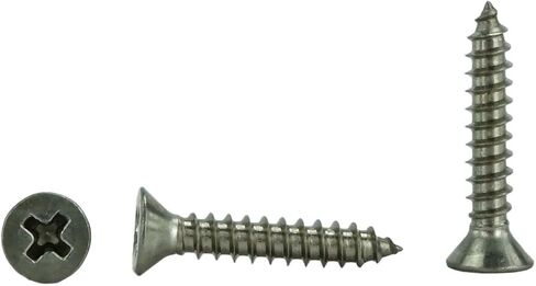برغي صفائح معدنية برأس مسطح من الفولاذ المقاوم للصدأ مقاس 4 × 5/8 بوصة (3/8 بوصة إلى 1-1/2 بوصة في القائمة) 100 براغي معدنية، 82 درجة (#4 × 5/8 بوصة) in Kuwait