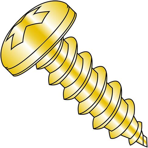 Small Parts 0808ABPPY Steel Sheet Metal Screw, Yellow Zinc Plated Finish, Pan Head, Phillips Drive, Type AB, #8-18 Thread Size, 1/2" Length (Pack of 100) in Saudi Arabia