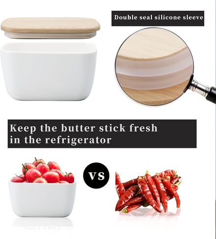 HAOTOP Porcelain Butter Dish Perfect for 4 Sticks of Butter,Butter Container Large Ceramics Butter Holder with Lid (White) in Saudi Arabia