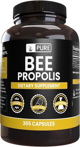 Pure Original Ingredients Bee Propolis (365 Capsules) No Magnesium or Rice Fillers, Always Pure, Lab Verified in Saudi Arabia