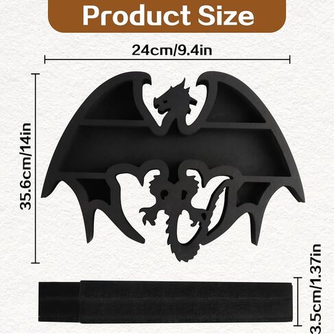 رف خشبي عائم بتصميم ثعبان، رف عرض فريد من نوعه لديكور الغرفة من الكريستال والصخور، أرفف حائط عائمة بتصميم ثعبان للصخور والبلورات والزيوت والأحجار والنباتات (18.9 بوصة × 10.26 بوصة) in Kuwait