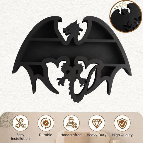 رف خشبي عائم بتصميم ثعبان، رف عرض فريد من نوعه لديكور الغرفة من الكريستال والصخور، أرفف حائط عائمة بتصميم ثعبان للصخور والبلورات والزيوت والأحجار والنباتات (18.9 بوصة × 10.26 بوصة) in Kuwait