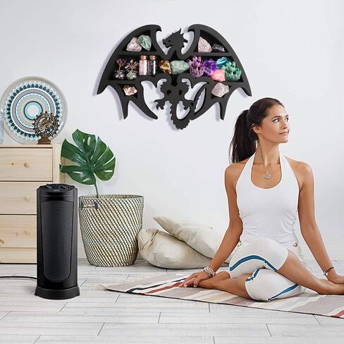 رف خشبي عائم بتصميم ثعبان، رف عرض فريد من نوعه لديكور الغرفة من الكريستال والصخور، أرفف حائط عائمة بتصميم ثعبان للصخور والبلورات والزيوت والأحجار والنباتات (18.9 بوصة × 10.26 بوصة) in Kuwait