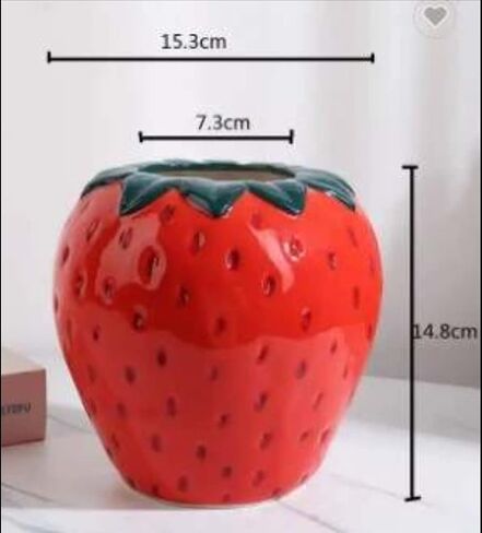 Strawberry Charm Ceramic Vase: Vintage-Inspired Décor for Home, Office, or Garden - Handcrafted, Unique, and Charming - Perfect for Floral Arrangements - Ideal Gift for Nature Lovers (Medium) in Saudi Arabia