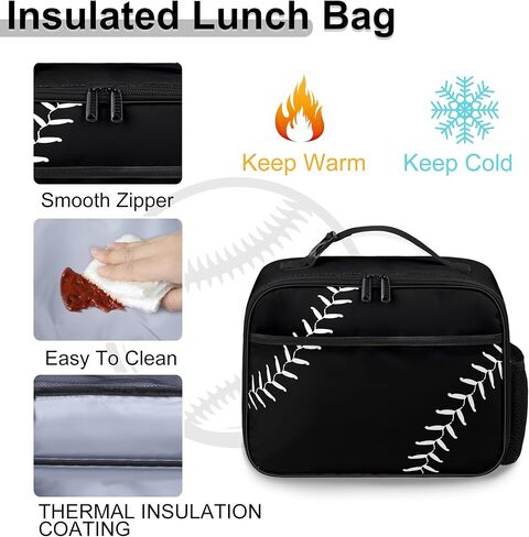 حقيبة ظهر بيسبول للأولاد، حقيبة ظهر بيسبول للأطفال للمدرسة، مجموعة حقائب كتب مقاس 17 بوصة مع حقيبة غداء وحقيبة أقلام وسلسلة مفاتيح باللون الأسود in Kuwait