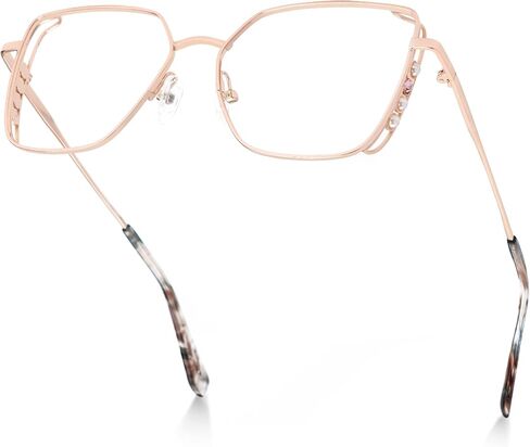 نظارات Zeelool المعدنية لحجب الضوء الأزرق، إطار نظارة مربع للنساء UV400 مضاد لإجهاد العين والوهج ZJGM468946 in Saudi Arabia