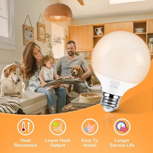MAXvolador G25 LED Globe Light Bulb 60W Equivalent, Daylight White 5000K E26 Vanity Light Bulbs for Bathroom Makeup Mirror, Round Bulb Non-Dimmable 8-Pack in Saudi Arabia