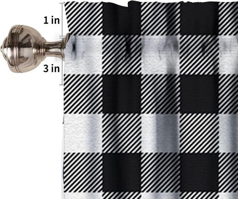 Buffalo Plaid Windows Valances Curtain, White Black Buffalo Check Plaid Home & Love Heart Pattern Design,Decorative Curtain Valance for Kitchen Decor with Rod Pocket 54x18in in Saudi Arabia