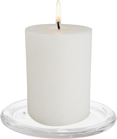12 PCS Clear Glass Pillar Candle Holder Plates, 4 Inch Round Glass Candle Plate Small Flat Candle Tray for Dining Table Centerpiece Wedding Spa Home Party Decoration in Saudi Arabia
