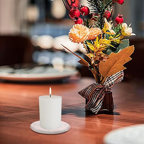12 PCS Clear Glass Pillar Candle Holder Plates, 4 Inch Round Glass Candle Plate Small Flat Candle Tray for Dining Table Centerpiece Wedding Spa Home Party Decoration in Saudi Arabia