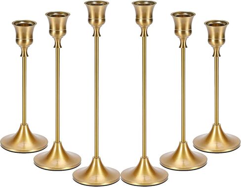 Candle Holder Taper Candle Holders - Gold Candlestick Holder Brass Candlestick Holders Set of 6, Vintage Candlestick Holders for Wedding Party Home Fireplace Dining Table Decor in Saudi Arabia