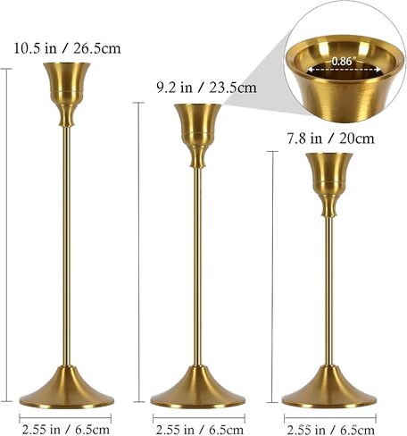 Candle Holder Taper Candle Holders - Gold Candlestick Holder Brass Candlestick Holders Set of 6, Vintage Candlestick Holders for Wedding Party Home Fireplace Dining Table Decor in Saudi Arabia