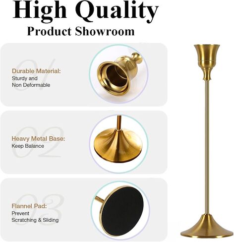 Candle Holder Taper Candle Holders - Gold Candlestick Holder Brass Candlestick Holders Set of 6, Vintage Candlestick Holders for Wedding Party Home Fireplace Dining Table Decor in Saudi Arabia