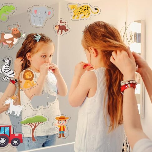 28 قطعة من ملصقات جل النوافذ، ملصقات نافذة، ملصقات نافذة، ملصقات نافذة قابلة للإزالة وقابلة لإعادة الاستخدام للأطفال الصغار، غرفة الحضانة، لوازم الحفلات، رحلات السفاري ومملكة حيوانات المزرعة in Kuwait