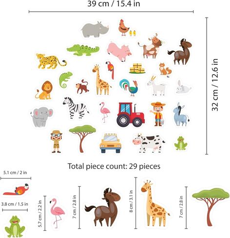28 قطعة من ملصقات جل النوافذ، ملصقات نافذة، ملصقات نافذة، ملصقات نافذة قابلة للإزالة وقابلة لإعادة الاستخدام للأطفال الصغار، غرفة الحضانة، لوازم الحفلات، رحلات السفاري ومملكة حيوانات المزرعة in Kuwait