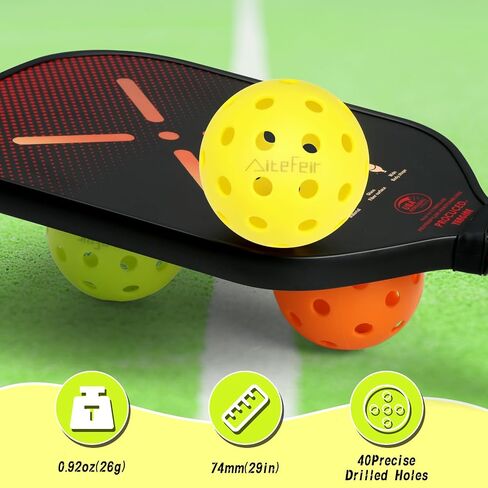 AiteFeir Pickleball Balls - 40 Hole Outdoor Pickleballs,4/12 Pack Premium Pickleballs,Sport Outdoor Play, High Bounce & Durable Pickle Balls Christmas Birthday Sports Gift in Saudi Arabia