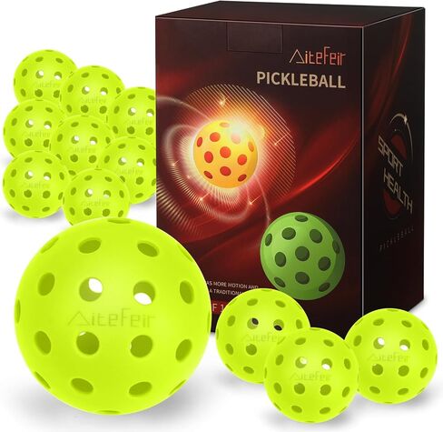 AiteFeir Pickleball Balls - 40 Hole Outdoor Pickleballs,4/12 Pack Premium Pickleballs,Sport Outdoor Play, High Bounce & Durable Pickle Balls Christmas Birthday Sports Gift in Saudi Arabia