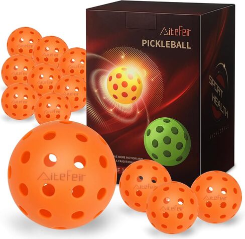 AiteFeir Pickleball Balls - 40 Hole Outdoor Pickleballs,4/12 Pack Premium Pickleballs,Sport Outdoor Play, High Bounce & Durable Pickle Balls Christmas Birthday Sports Gift in Saudi Arabia