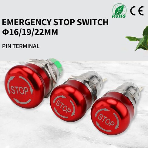 22mm Emergency Stop Push Button Switch Stainless Steel Metal 5A 250V SPDT in Saudi Arabia