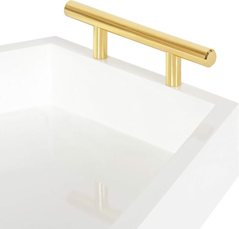 Kate and Laurel Lipton Oblong Hexagon Tray, 16.5" x 12", White and Gold, Chic Accent Tray for Ottoman or Console in Saudi Arabia