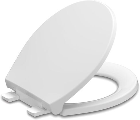 Round Toilet Seat, Slow Soft Quiet Close, No Wiggle Never Loosen,Easy To Install And Clean, Fits All America Standard Toilets,Thicken Engineering Plastic-White(16.5") in Saudi Arabia