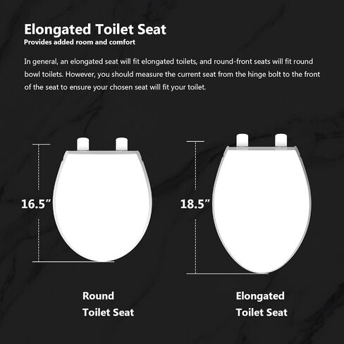 Round Toilet Seat, Slow Soft Quiet Close, No Wiggle Never Loosen,Easy To Install And Clean, Fits All America Standard Toilets,Thicken Engineering Plastic-White(16.5") in Saudi Arabia