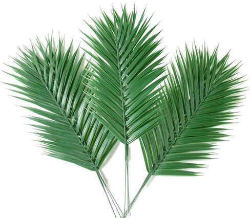16 قطعة من أوراق النخيل الاصطناعية، سعف النخيل الصناعية الكبيرة محاكاة نباتات استوائية أوراق سفاري مع سيقان لحفلات هاواي لواو وحفلات الزفاف وأعياد الميلاد in Kuwait