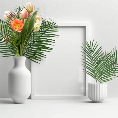 16 قطعة من أوراق النخيل الاصطناعية، سعف النخيل الصناعية الكبيرة محاكاة نباتات استوائية أوراق سفاري مع سيقان لحفلات هاواي لواو وحفلات الزفاف وأعياد الميلاد in Kuwait