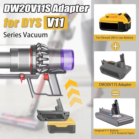 لمحول المسمار V11 SV14 لبطارية Dewalt 20V Max، تحويل إلى Dyson V11 المسمار من النوع المطلق، الكامل، الرقيق، مكنسة كهربائية من سلسلة Pro (فقط لمحول المسمار V11) in Kuwait