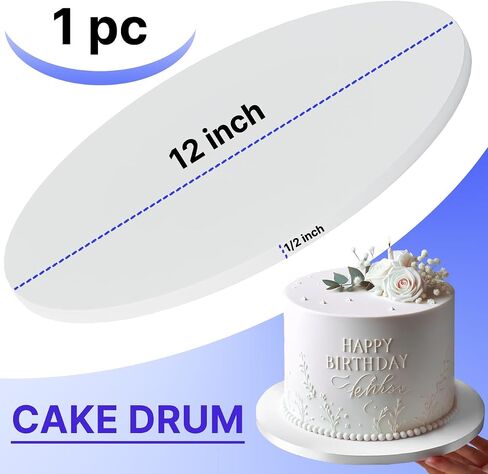 Cake Board 12 Inch, 1/2" Thick Round Cake Drum, Cake Decorating Supplies, Sturdy Corrugated Cardboard for Multi-Layer Cakes – 1 Pack in Saudi Arabia