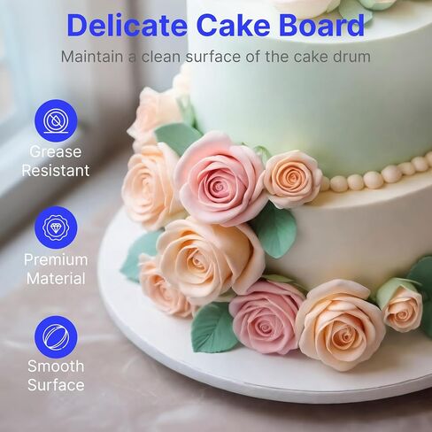 Cake Board 12 Inch, 1/2" Thick Round Cake Drum, Cake Decorating Supplies, Sturdy Corrugated Cardboard for Multi-Layer Cakes – 1 Pack in Saudi Arabia
