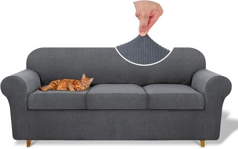 FoureverStore Sofa Covers Washable - Waterproof Couch Covers - Stretch Sofa Covers for 3 Cushion Couch Stylish Pet Couch Covers for Sofa (Gray) in Saudi Arabia