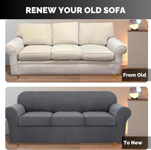 FoureverStore Sofa Covers Washable - Waterproof Couch Covers - Stretch Sofa Covers for 3 Cushion Couch Stylish Pet Couch Covers for Sofa (Gray) in Saudi Arabia