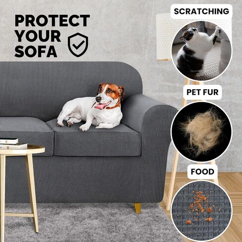 FoureverStore Sofa Covers Washable - Waterproof Couch Covers - Stretch Sofa Covers for 3 Cushion Couch Stylish Pet Couch Covers for Sofa (Gray) in Saudi Arabia